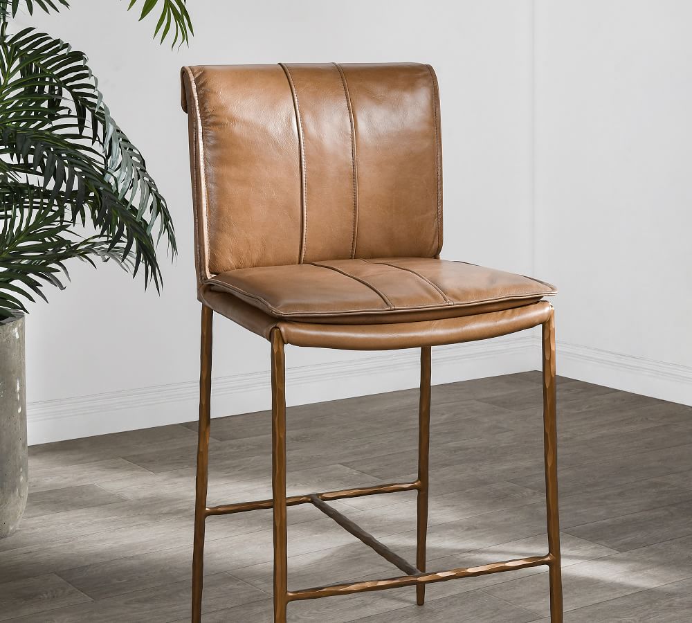 Eugina Leather Bar & Counter Stools Pottery Barn