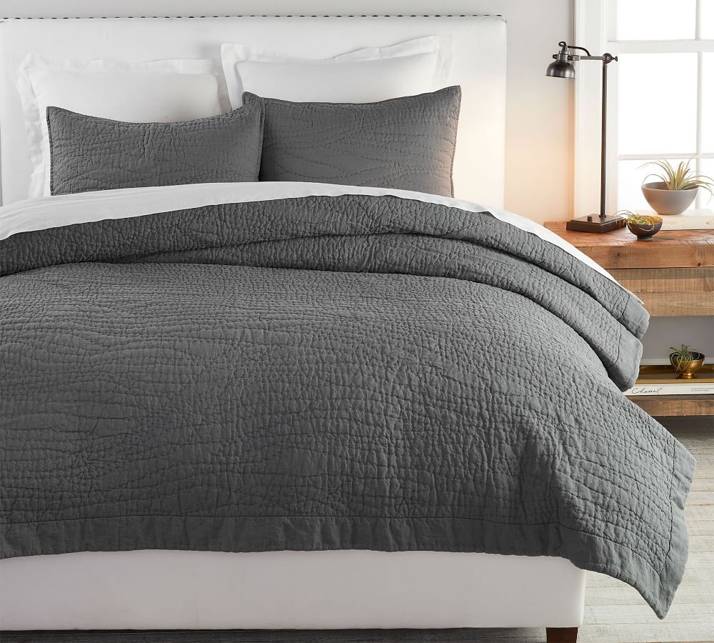 Belgian Flax Linen Handcrafted Quilt | Pottery Barn