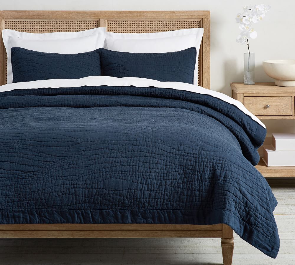 Belgian Flax Linen Handcrafted Quilt | Pottery Barn