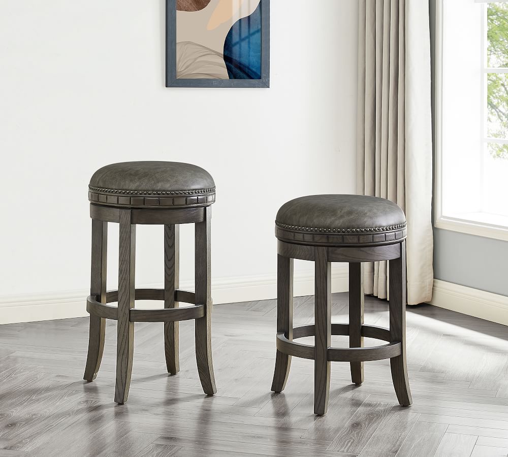 leather backless swivel bar stools