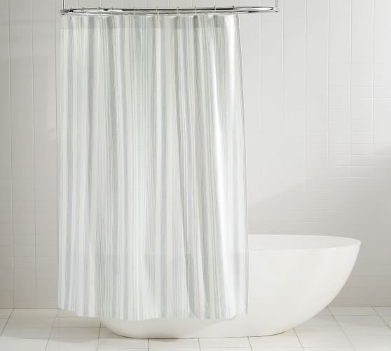 Hawthorn Stripe Cotton Shower Curtain, Pottery Barn Shower Curtain Rod