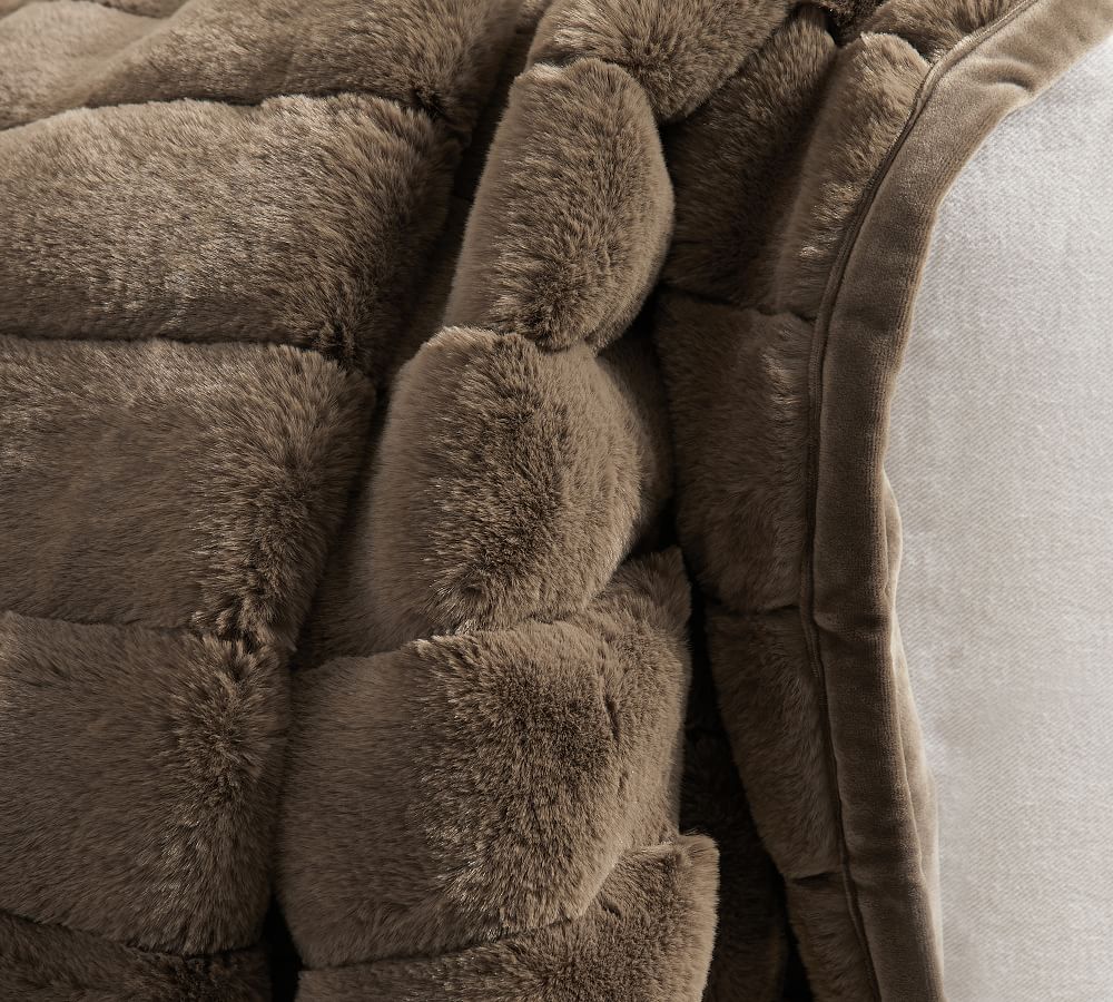 Faux Fur Channel Throw Pottery Barn
