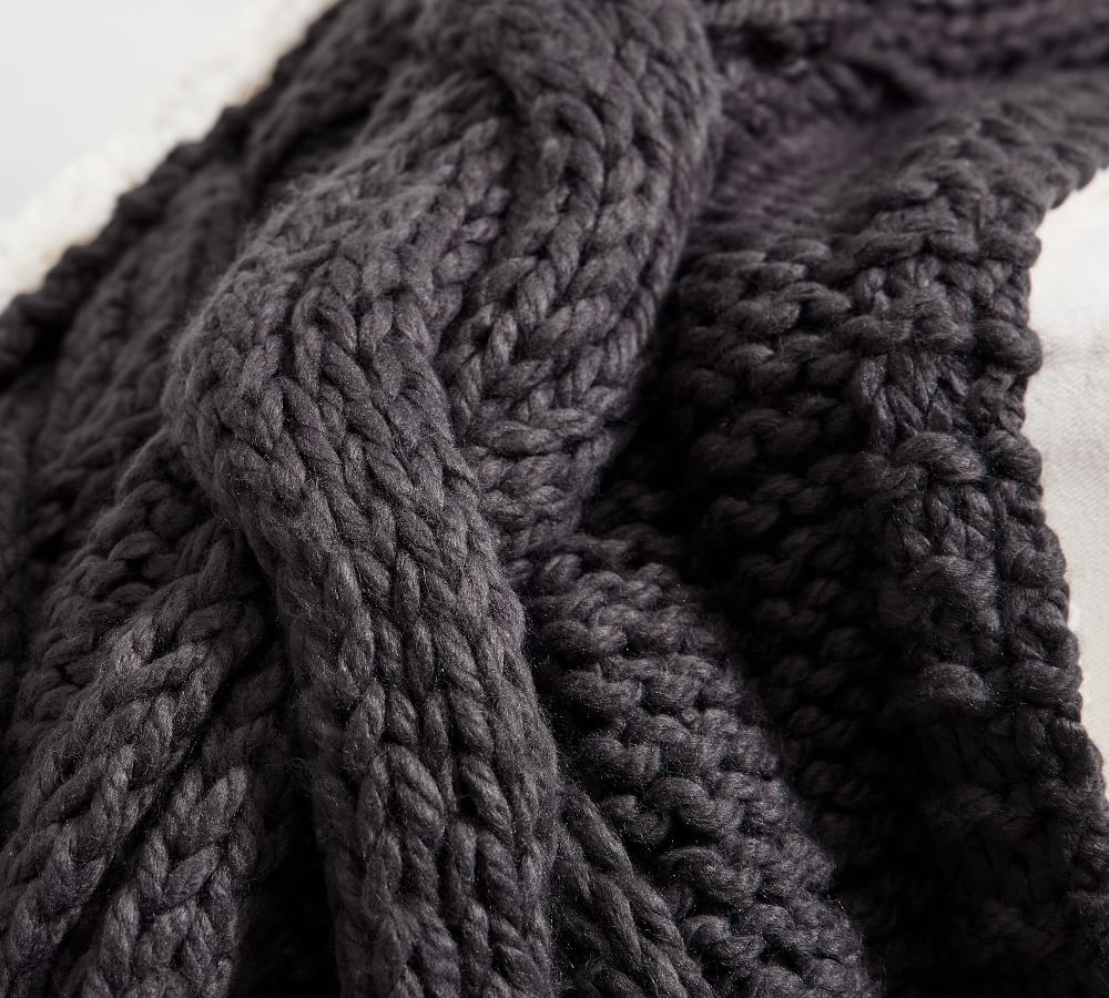 Alpine Handknit Cable Sherpa Back Throw | Pottery Barn