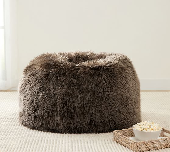 pottery barn faux fur bean bag