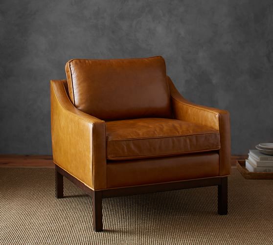 caramel leather armchair