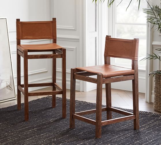 leather sling bar stools