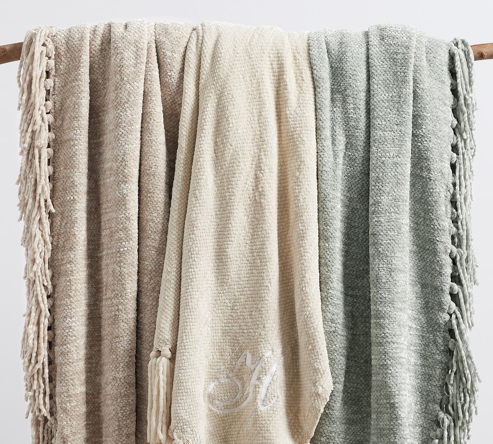 Chenille Fringe Throw Blanket Pottery Barn