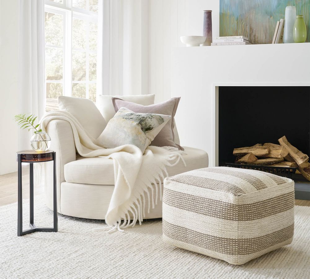 Balboa Upholstered Swivel Armchair Pottery Barn