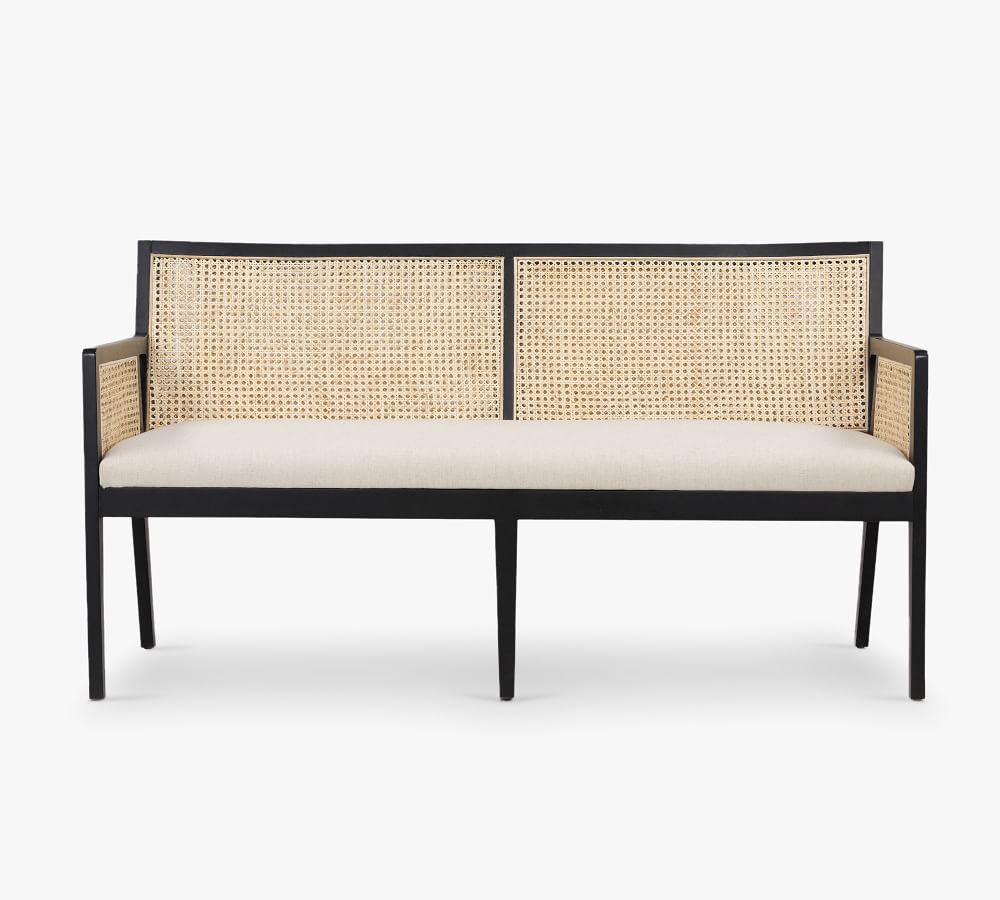 Lisbon Upholstered Cane Dining Bench | Pottery Barn