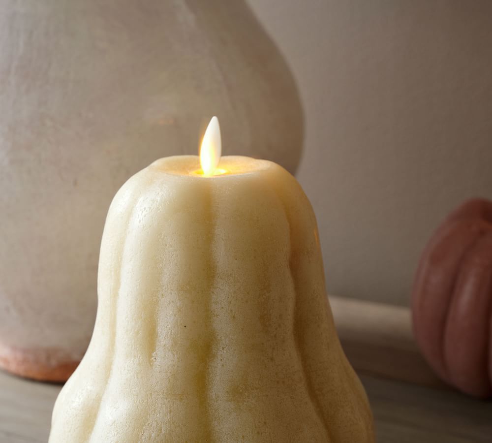 Premium Flickering Flameless Wax Pumpkin Candle Pottery Barn