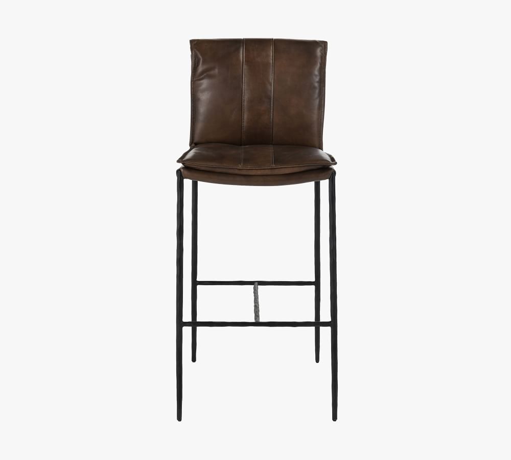 Eugina Leather Bar & Counter Stools Pottery Barn