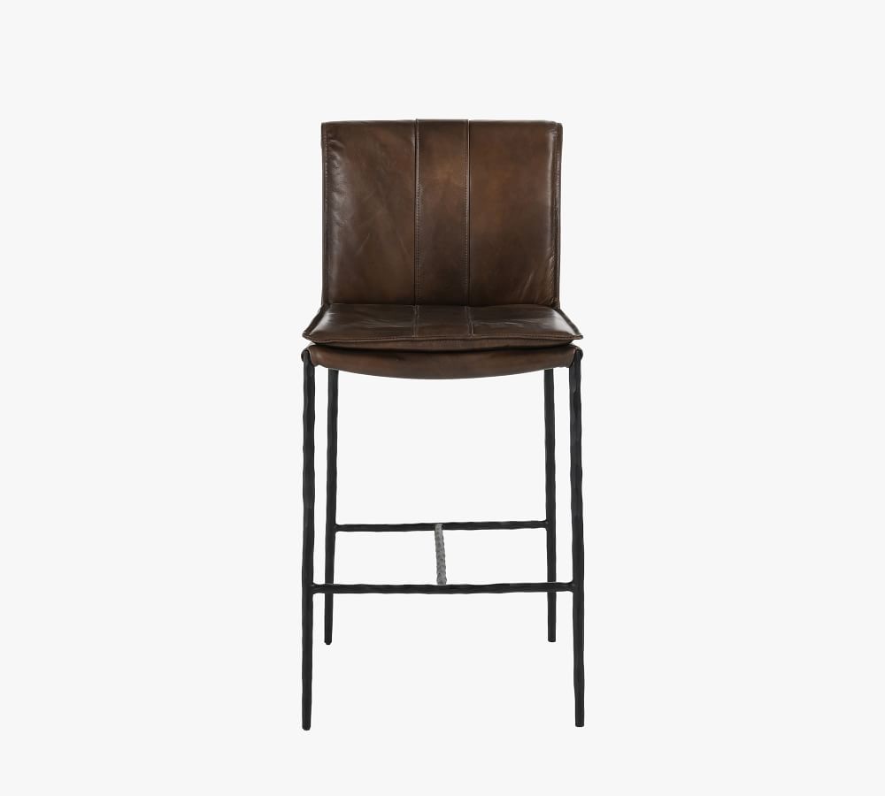 Eugina Leather Bar & Counter Stools Pottery Barn