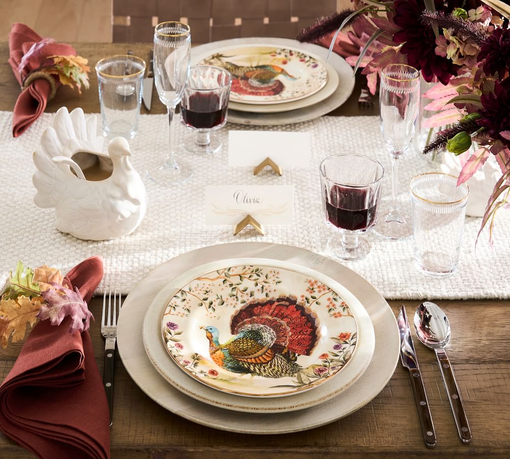 Botanical Harvest Turkey Stoneware Salad Plates - Set of 4 | Pottery Barn