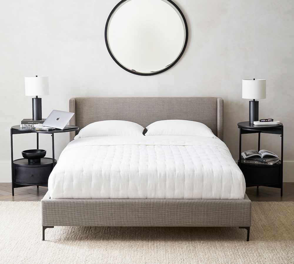 Jake Upholstered Low Headboard Platform Bed with Metal Legs | Pottery Barn