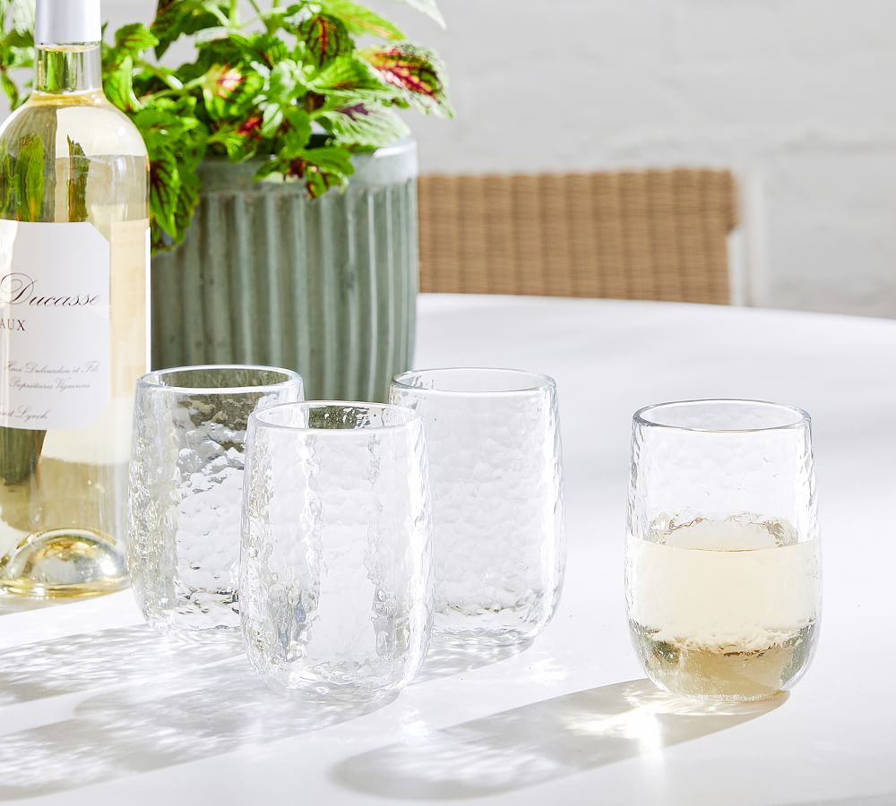 Hammered Outdoor Stemless Wine Glasses | Pottery Barn