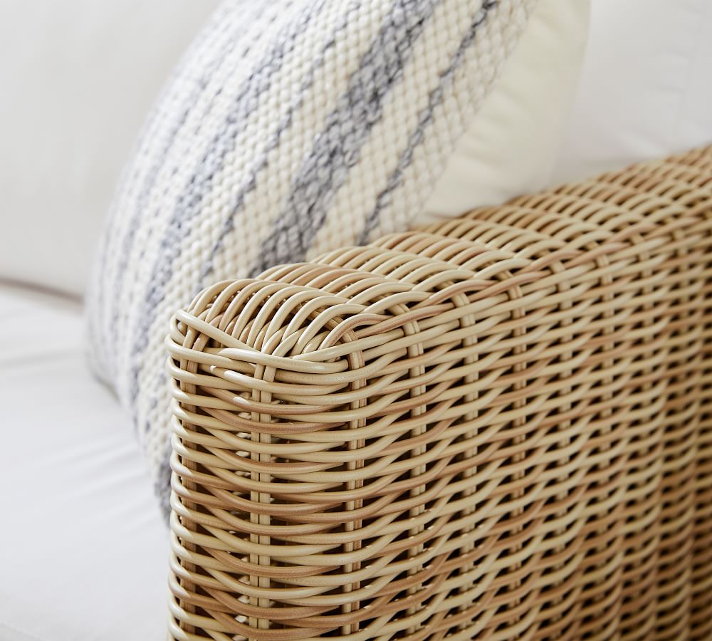 Huntington AllWeather Wicker Square Arm Outdoor Sofa Pottery Barn