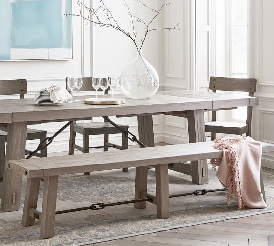 pottery barn farm table and bench