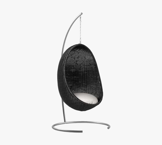 rattan egg chair black