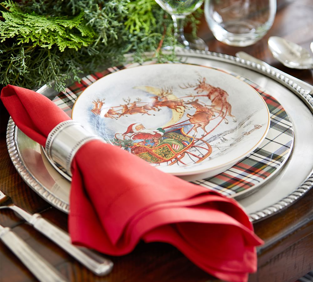 Nostalgic Santa Stoneware Salad Plates Set of 4 Pottery Barn