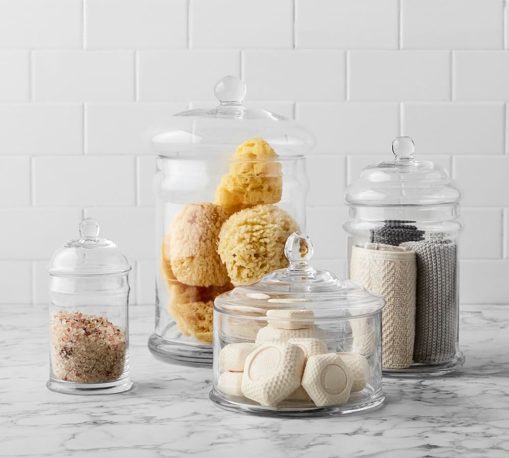 Classic Glass Bathroom Canisters | Pottery Barn