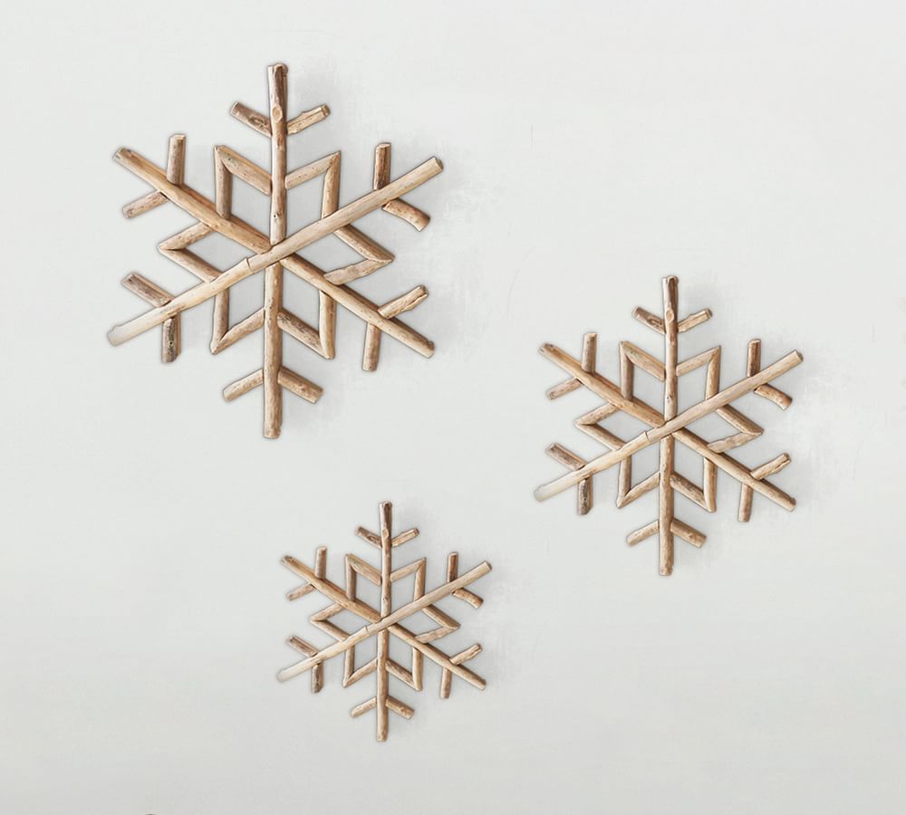 Driftwood Snowflake Wall Art Set of 3 Pottery Barn