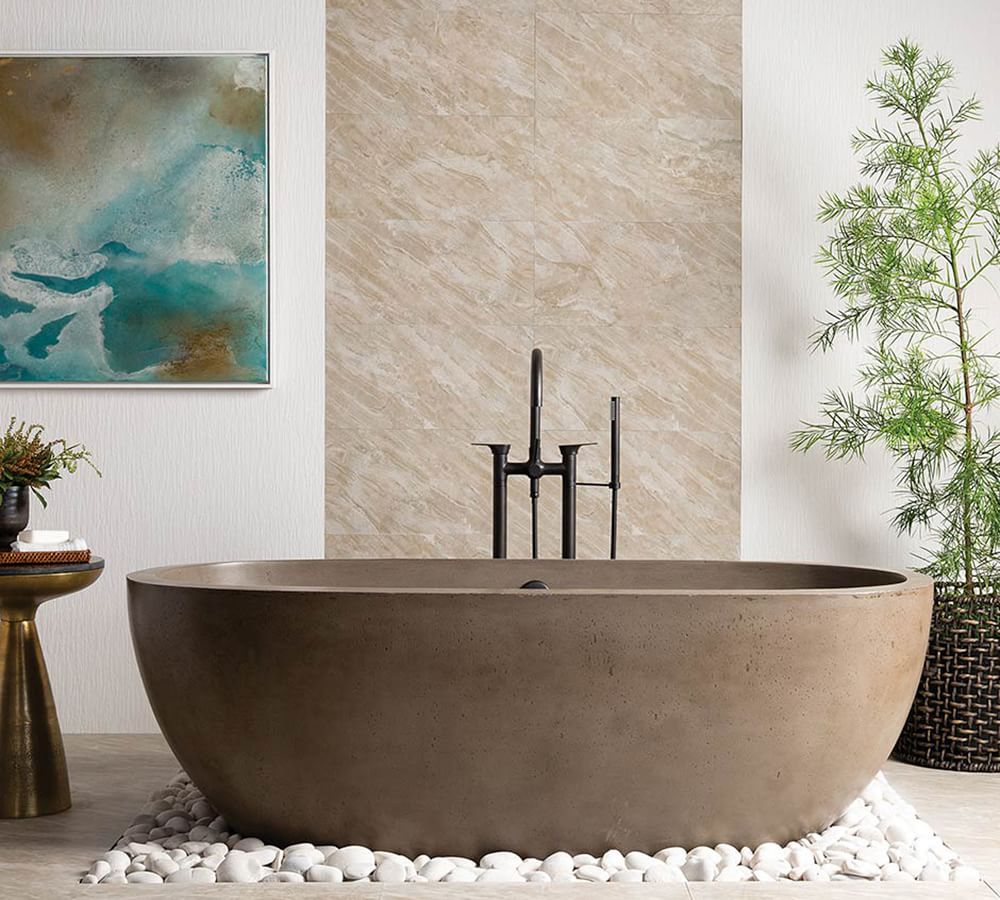 Holas 72" Handcrafted Freestanding Concrete Bathtub Pottery Barn