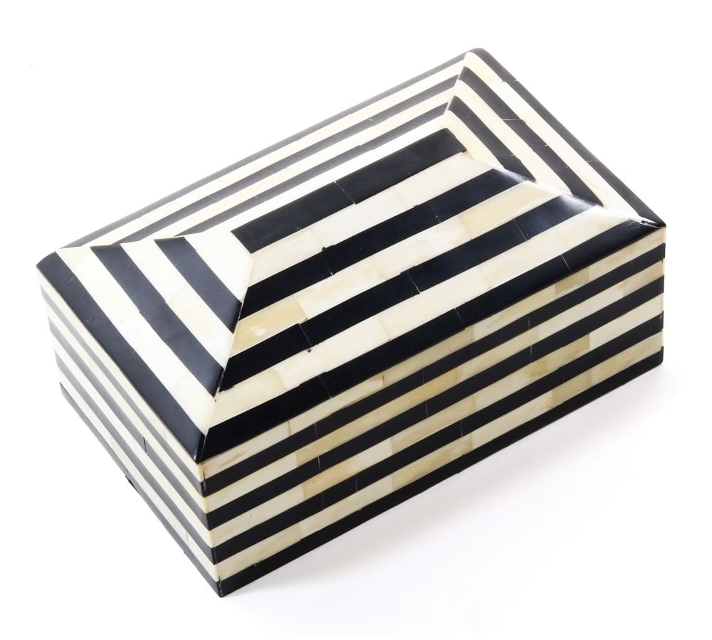 Rowan Ivory/Black Decorative Box Pottery Barn
