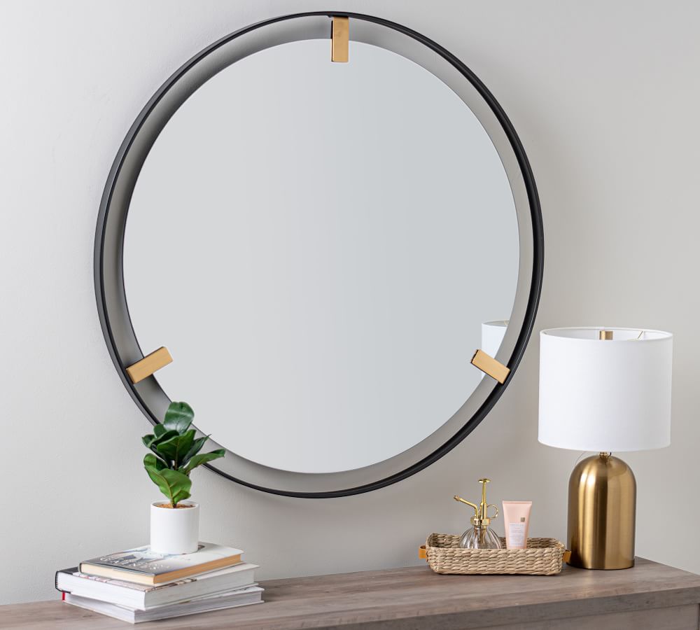 Aspen Black And Gold Round Wall Mirror 36" Pottery Barn