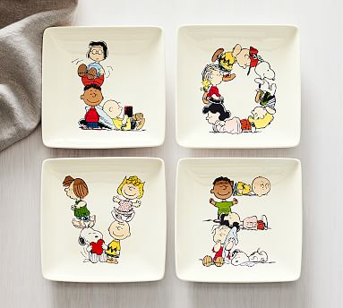 NEW Pottery Barn Kids Peanuts Snoopy 4 Plates 4 Tumblers Cups Woodstock Set Of 8 