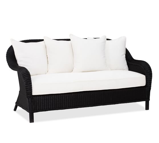 black outdoor wicker loveseat