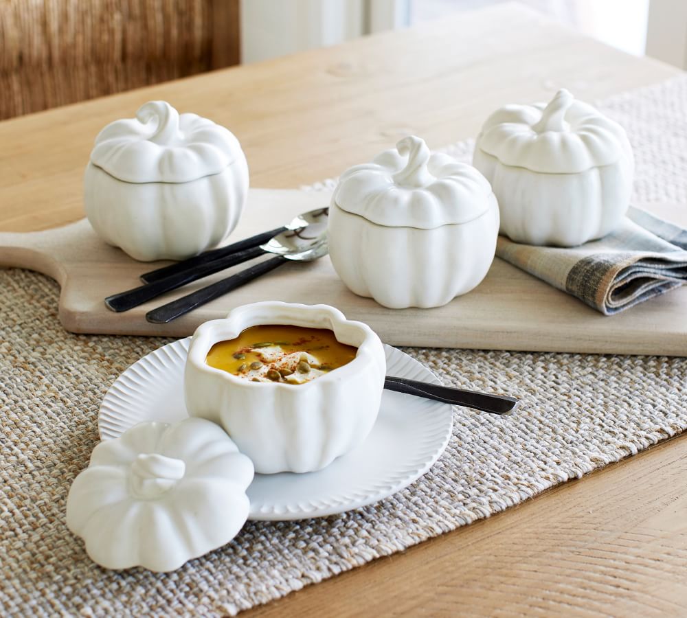 ceramic pumpkin soup bowls with lids