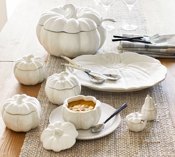 stoneware pumpkin serving dish