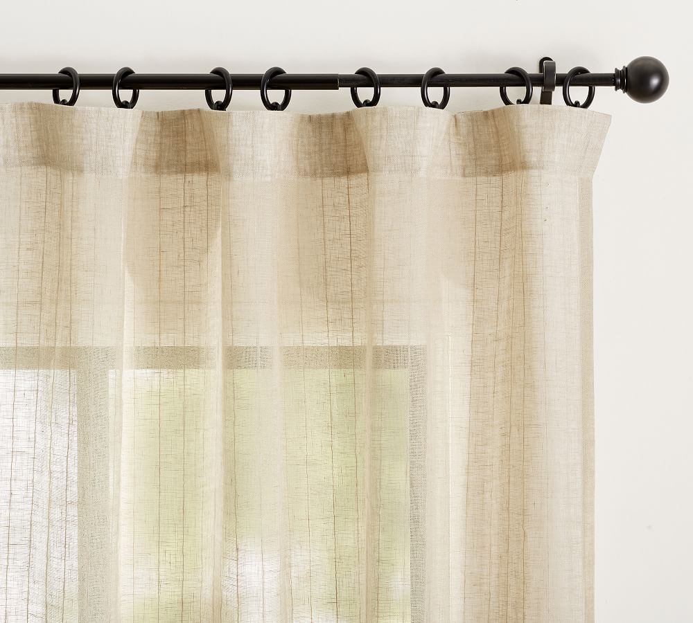 Emery Linen Pinstripe Sheer Curtain Pottery Barn