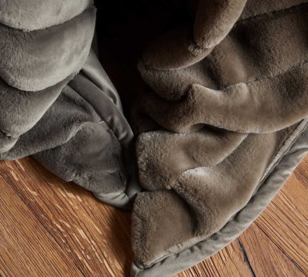 Faux Fur Channel Throw Pottery Barn