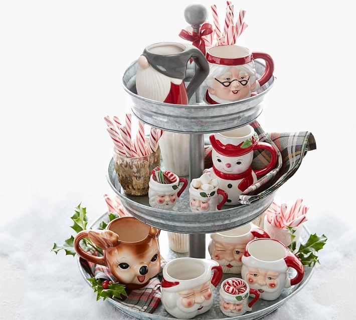 NIB~ Pottery Barn Figural Christmas SNOWMAN Mug Cup ~GIFT SALE! 4 Available! 