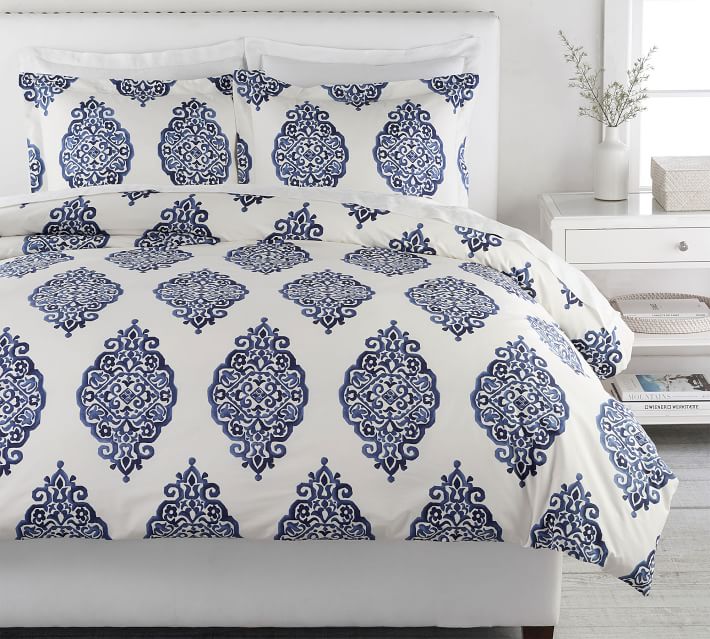 Asher Medallion Organic Percale Duvet 