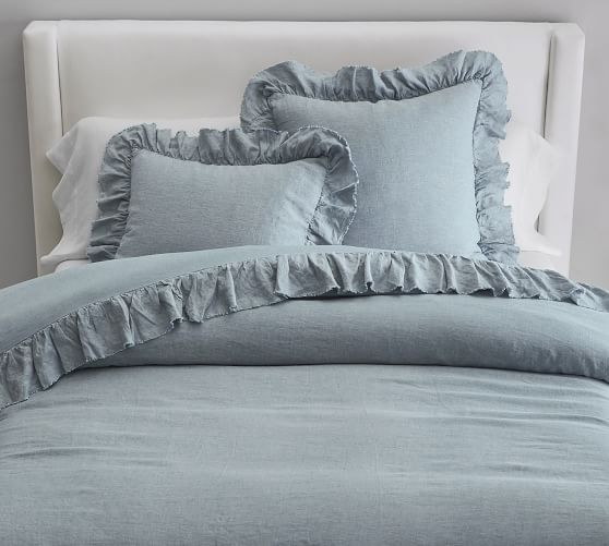 belgian flax linen ruffle duvet cover