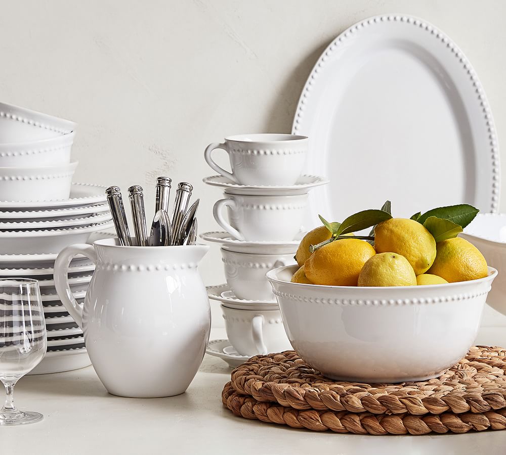 Emma Beaded Stoneware Cup and Saucer Sets Pottery Barn