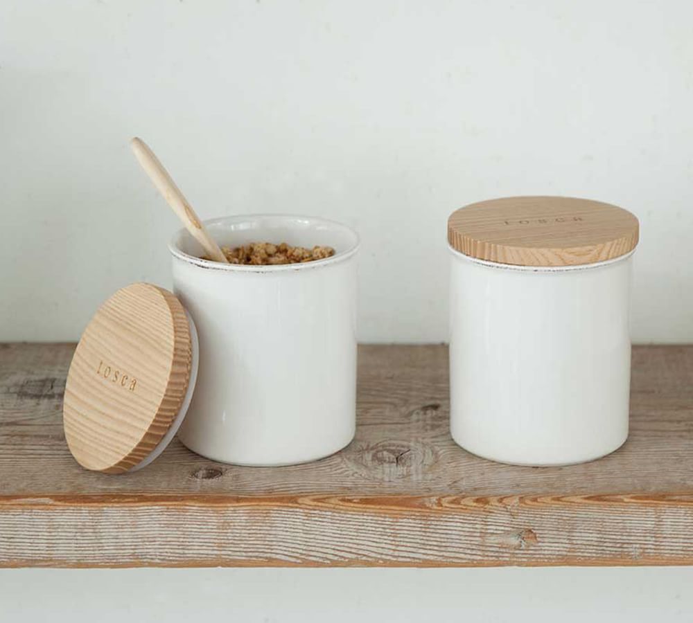 3 White Ceramic Marble Effect Tea Coffee Sugar Storage Jars/Canisters Wood Lids 