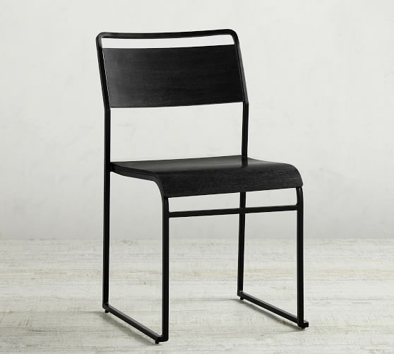 stackable black dining chairs