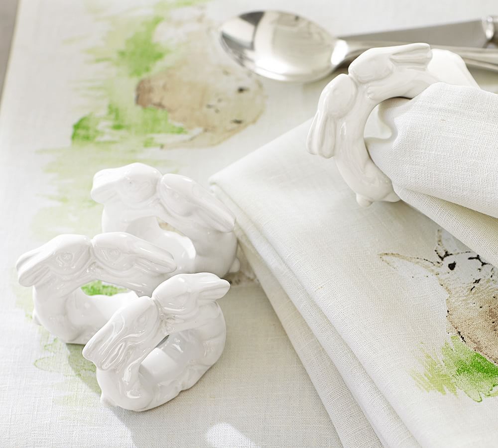 Kissing Bunny Napkin Rings, Set of 4 Pottery Barn