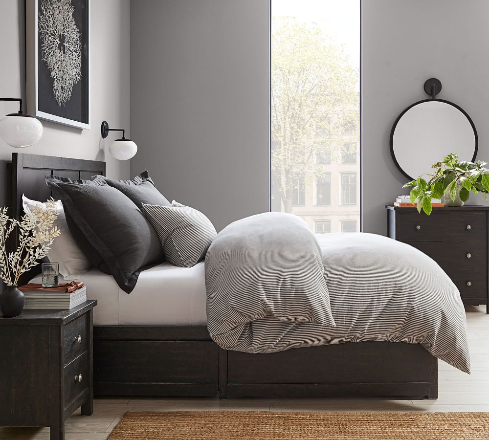 Flax Wheaton Stripe Linen Cotton Blend Patterned Duvet Cover & Sham