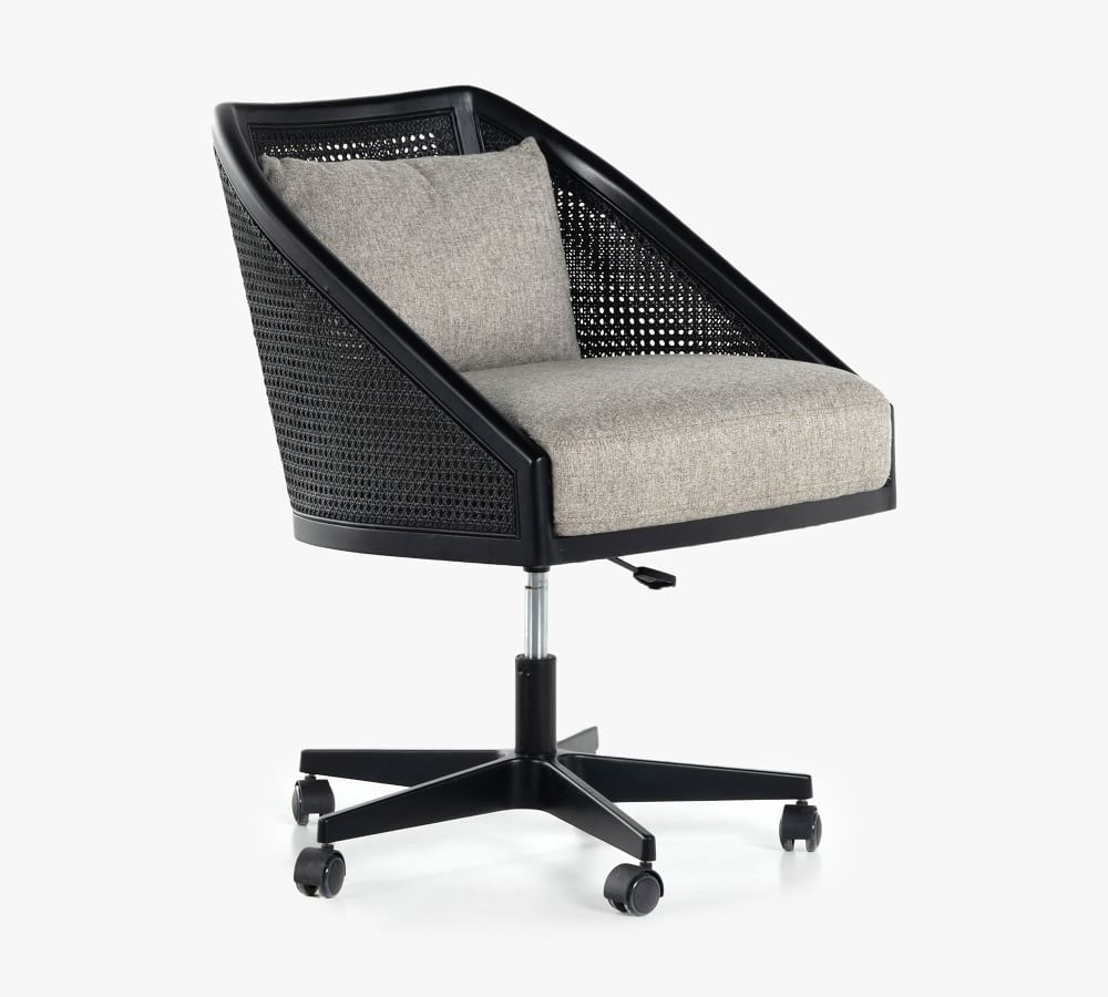 Elm Upholstered Cane Desk Chair Pottery Barn