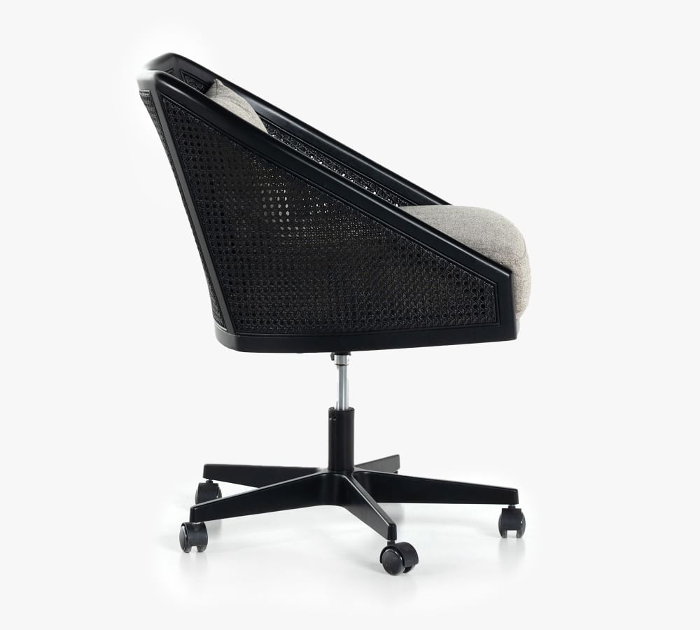 Elm Upholstered Cane Desk Chair Pottery Barn