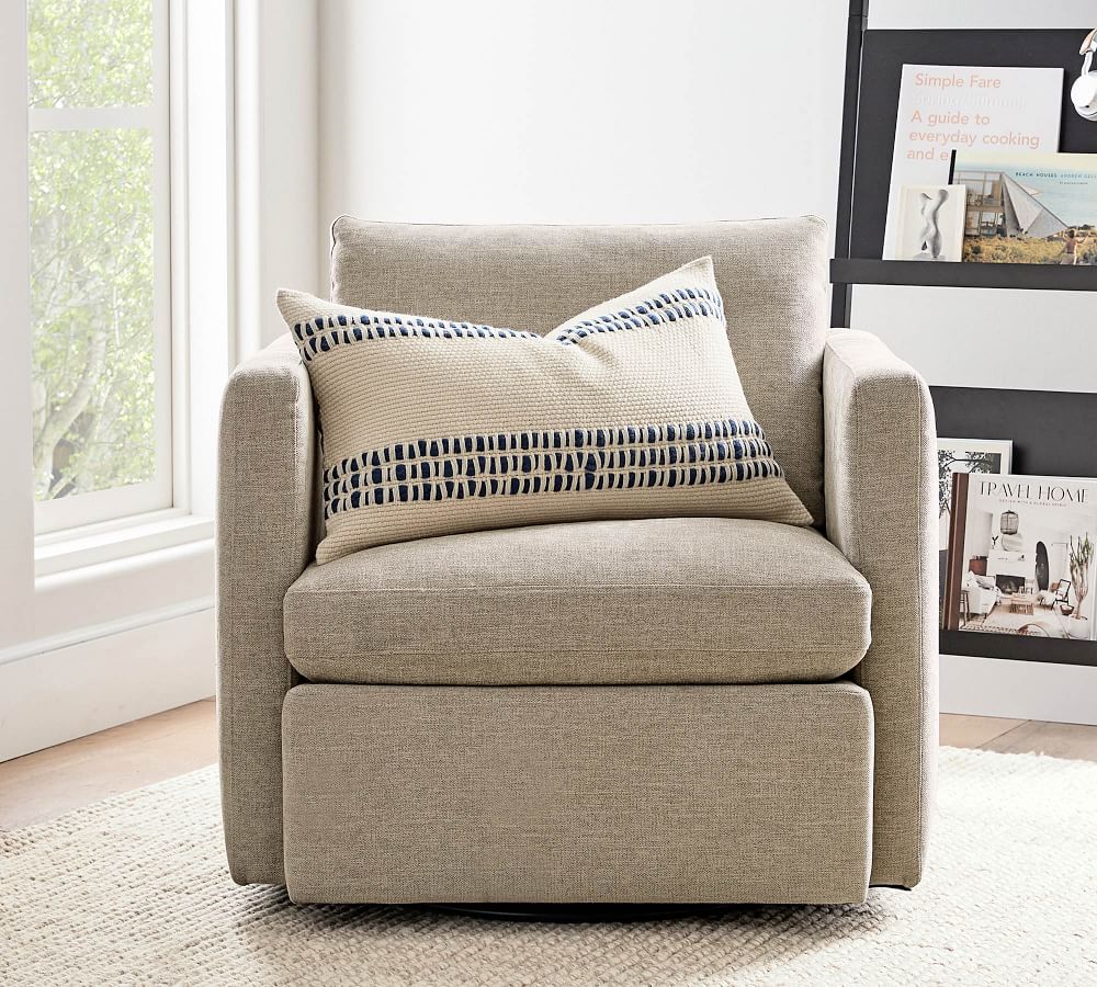 Menlo Upholstered Swivel Armchair | Pottery Barn