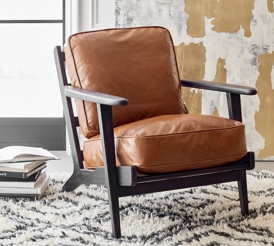 pottery barn raylan leather armchair