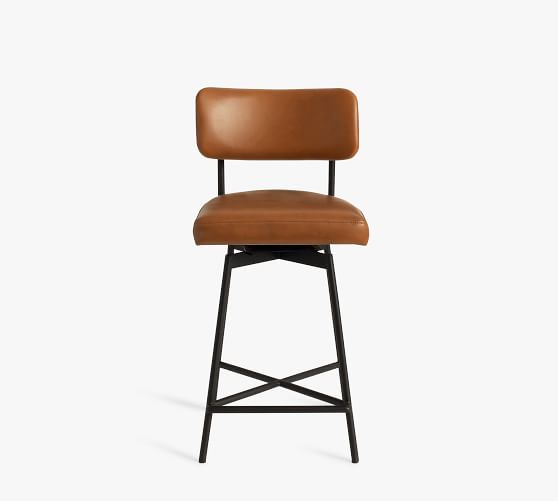 metal and leather swivel bar stools