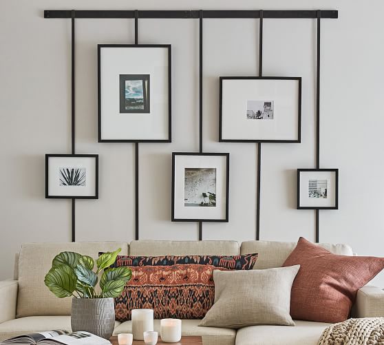 Details about   60" Rail Set 4 Chain Photo Frame Hanging Picture Modern Display Wall Art Bronze 