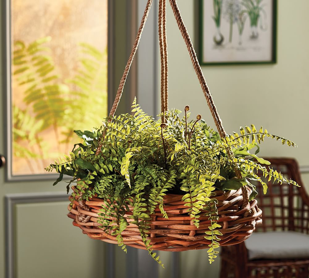 Rattan Hanging Basket Planter Pottery Barn