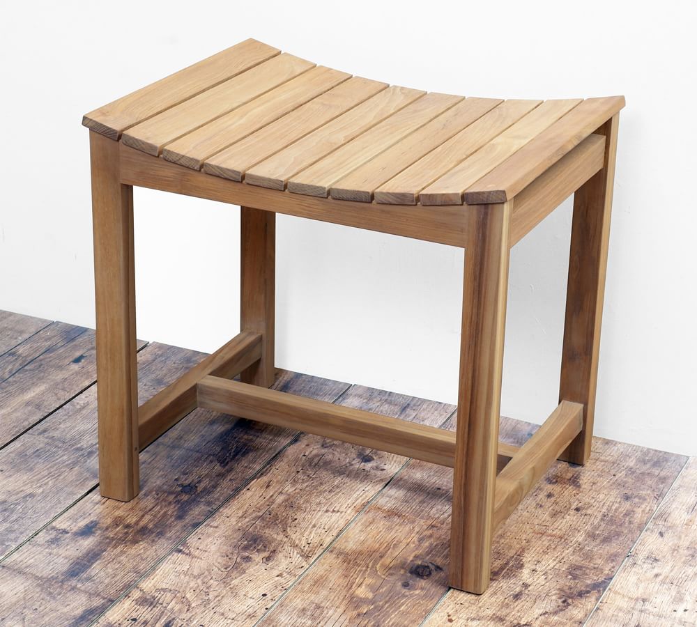 Landyn Teak Shower Stool Pottery Barn